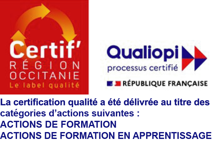 Certifications Qualiopi et Certif’Région Occitanie, au titre des actions de formation et des actions de formation par apprentissage