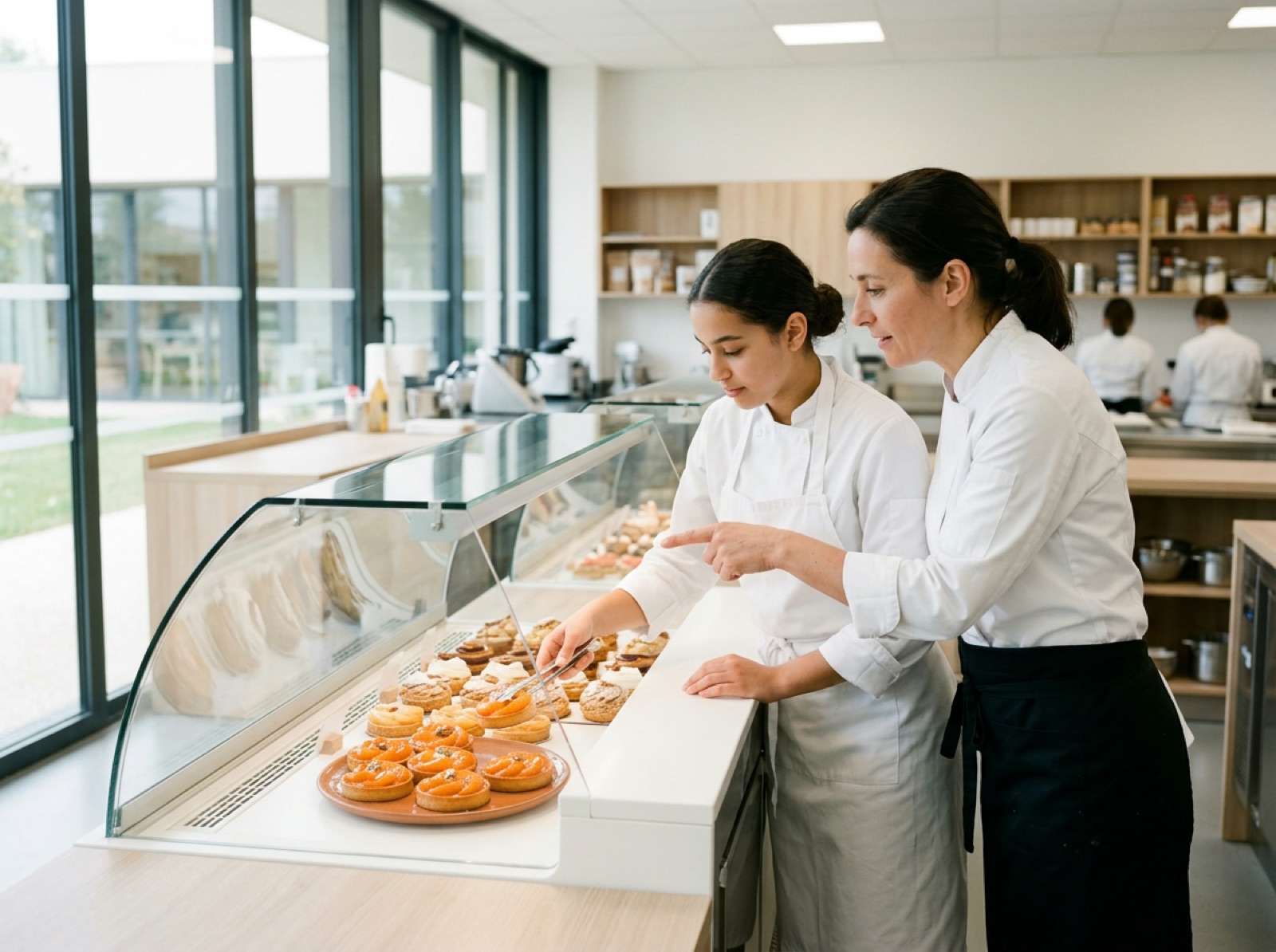 Une maîtresse d’apprentissage et son apprenti au travail